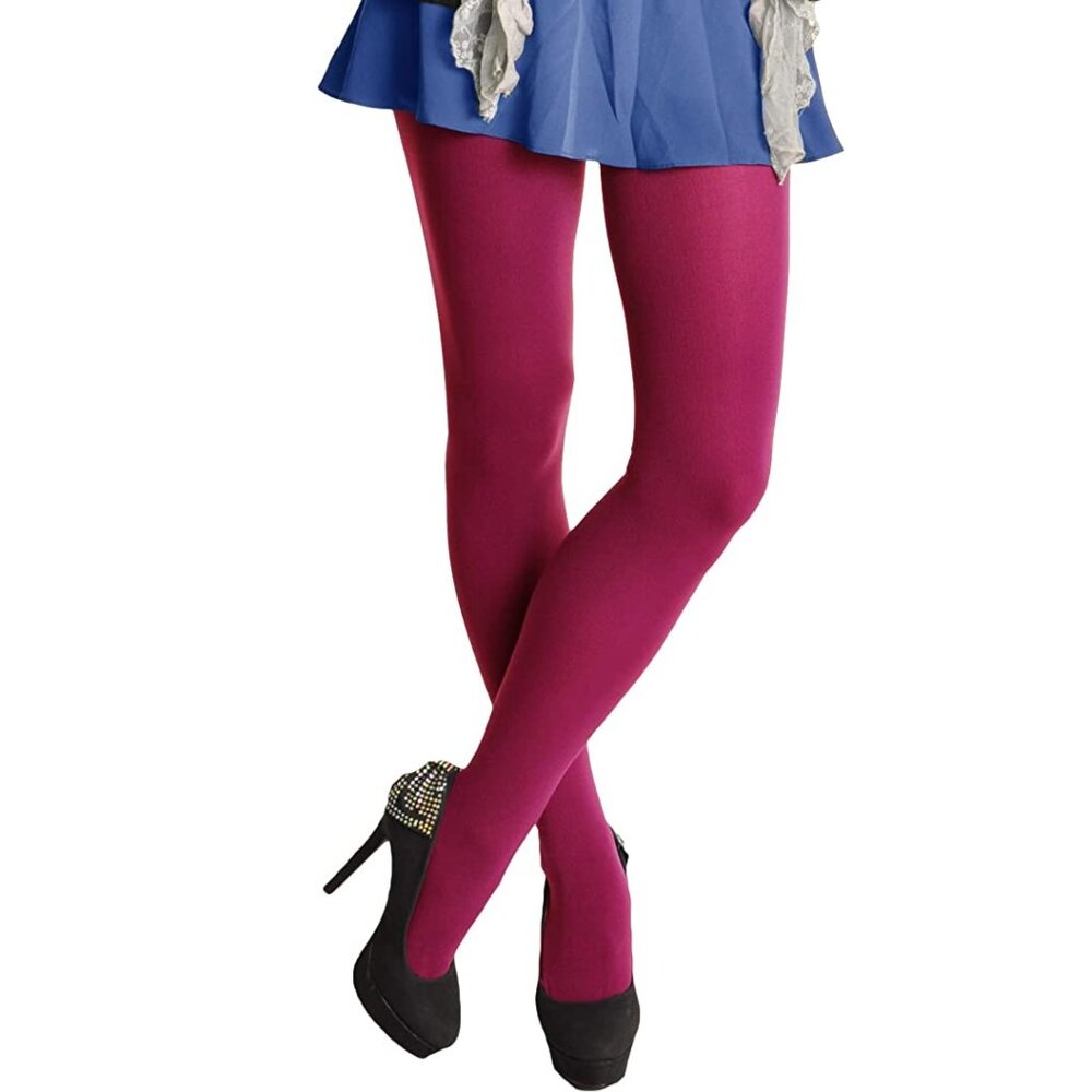 Angelina Women's Thick Brushed Fleece Interior Thermal Wine Red Tights One Size